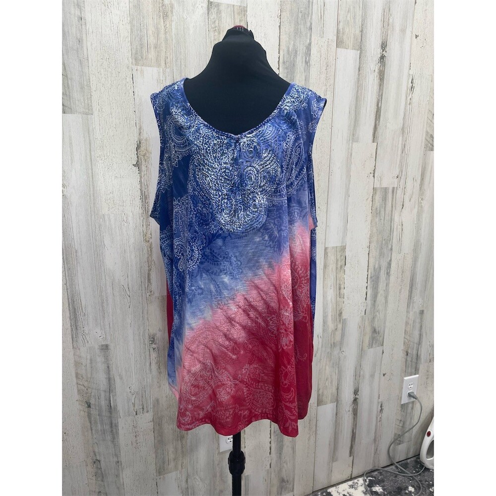 Catherine's Tunic Tank Top Womens Size 2X Multicolor Ombre Paisley Boho sku710